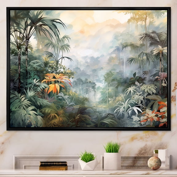 Designart "Escaping Into The Tropical Wilderness" Jungle Floater Framed Wall Decor