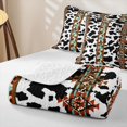 thumbnail image 4 of Erosebridal Cow Print Quilt King, Boho Aztec Triangle King Coverlet Set, 3pcs, 4 of 7