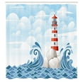 thumbnail image 2 of Ambesonne Ocean Scene Shower Curtain, Stormy Sea Lighthouse, 69"Wx75"L, Pale Blue Vermilion Grey, 2 of 4