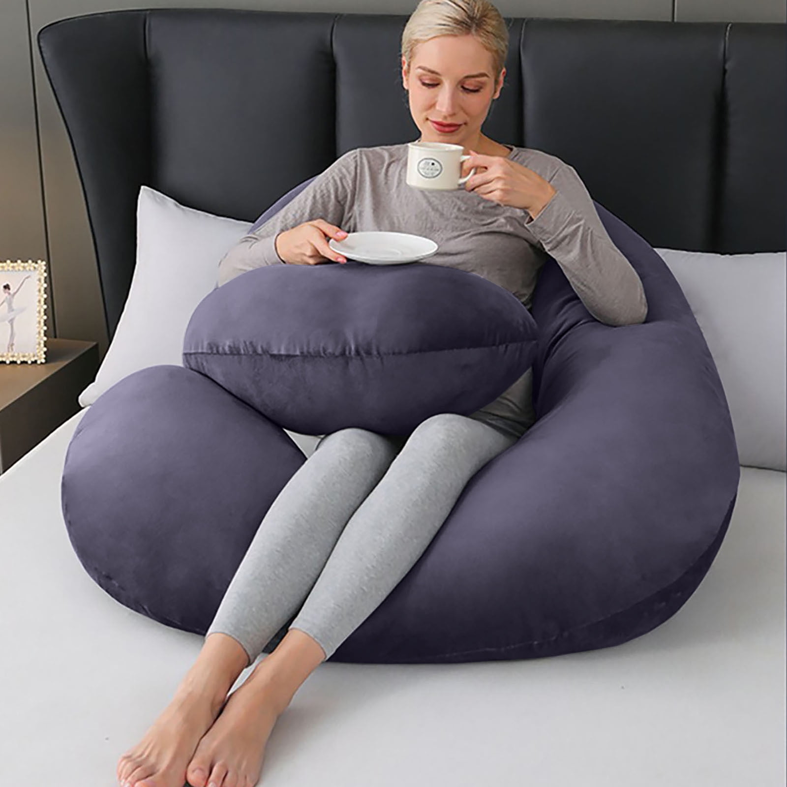 Premium Ultra Soft Pregnancy Pillow, C Shaped Full Body Pillow Maternity Pillow for Women 51.2 inch, Pregnancy Pillows for Sleeping Pregnant Must Have with Jersey Removable Cover