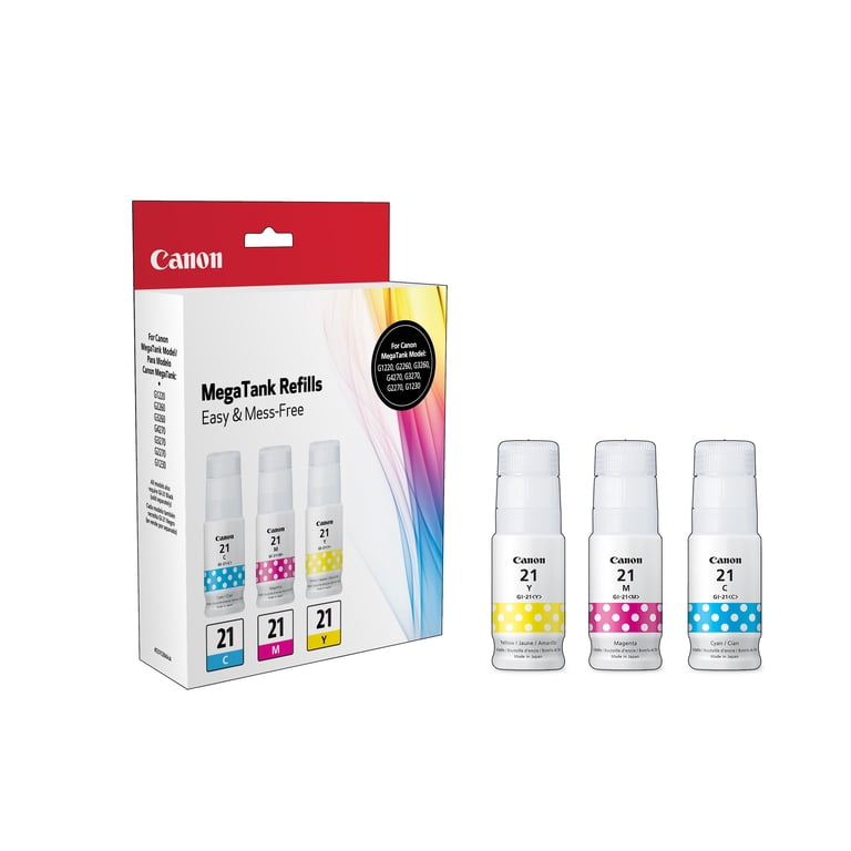 Canon GI-21 CMY Ink Bottle Combo Pack - Cyan/Magenta/Yellow