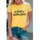thumbnail image 1 of ABPHQTO Camiseta de manga corta con estampado de letras Wildly Grateful amarillas para mujer, 1 of 5