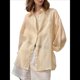 thumbnail image 3 of Camisas de Larga con Botones para Mujer, Blusas Informales de de Ramio con Cuello y Corte Holgado. Albaricoque L, 3 of 10