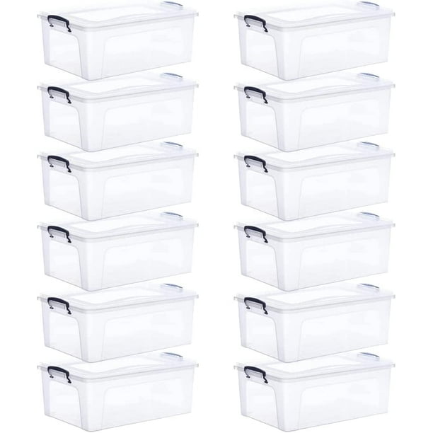 Superio 22 Qt Clear Plastic Storage Bins with Lids and Latches