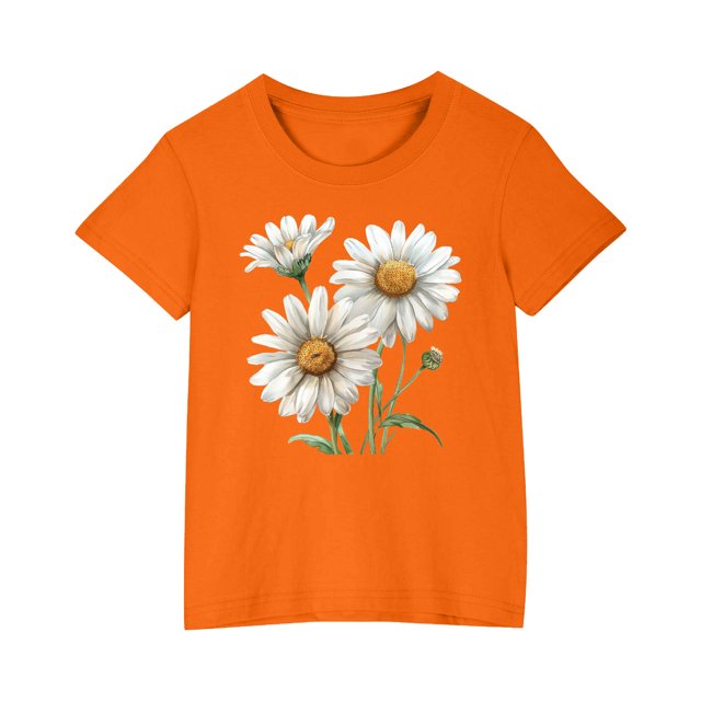 RXIRUCGD 2025 Vêtements d'Été pour Enfants T-shirt Imprimé Mode Mignon Col Rond Manches Courtes