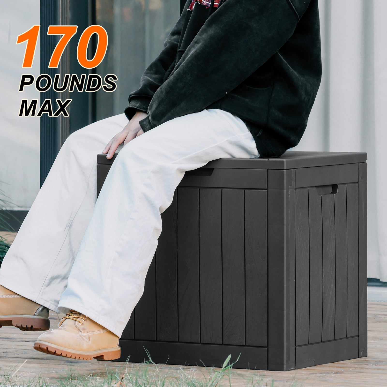 Gianna 31 Gallon Resin Deck Box, Waterproof UV Resistant Outdoor