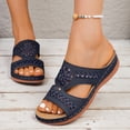 thumbnail image 2 of Dakaela Orthopedic Sandals Women Comfortable Dressy Summer Slip on Slides Arch Support Low Wedges Outdoor Beach Walking Shoes Navy Size 7.5, 2 of 8