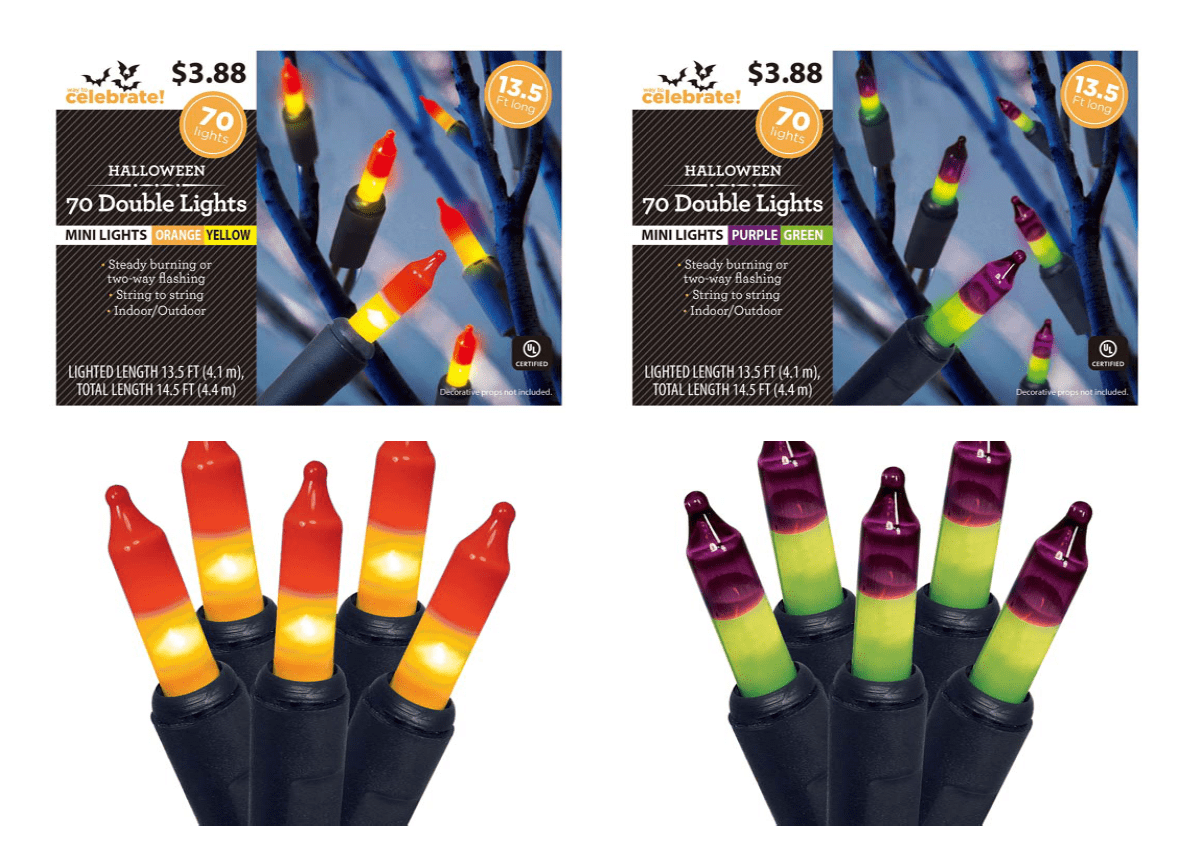 Way to Celebrate Halloween 70Count TwoTone Lights, with 2 lighting