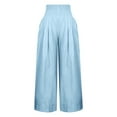 thumbnail image 4 of Linen Palazzo Pants for Women Casual,Women Linen Palazzo Pants Summer Casual Loose High Waist Wide Leg Long Lounge Pant Trousers with Pocket, 4 of 6