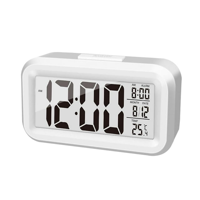 Reloj despertador portátil con control de luz y calendario que funciona con pilas para mesita de noche para todos (MIENTRAS)