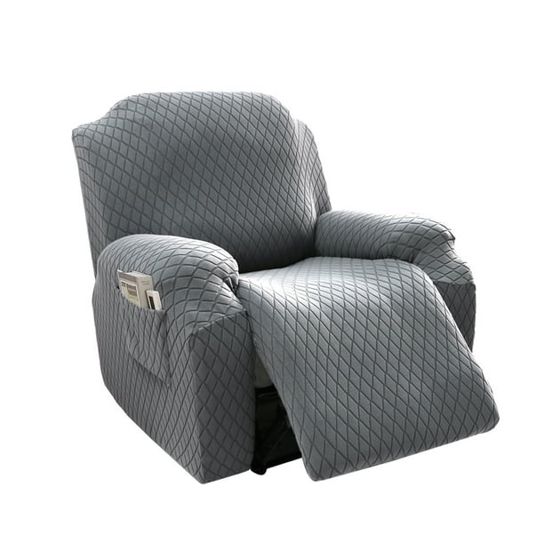 Xiao Hua Funda de sofá gris claro con estampado de espiga, elástica, jacquard, para sala de estar, reclinable, fácil de lavar, funda protectora para sofá.