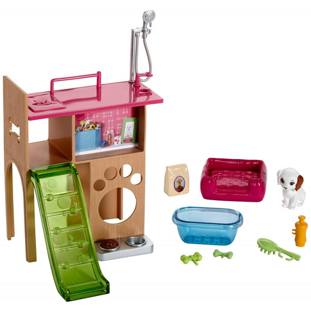 Barbie Furniture Set Pet Room With Puppy Station With Slide