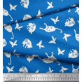 thumbnail image 2 of Soimoi Poly Georgette Fabric Bird & Cat Animal Printed Craft Fabric by The Yard 42 Inch Wide, 2 of 3
