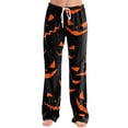 thumbnail image 3 of JULMCOMO Halloween Pajamas Pants for Women Pumpkin Blood Bat Print Drawstring Elastic Waisted Trendy Pj Pants Cute Print Comfy Loose Lounge Pjs Black L, 3 of 5