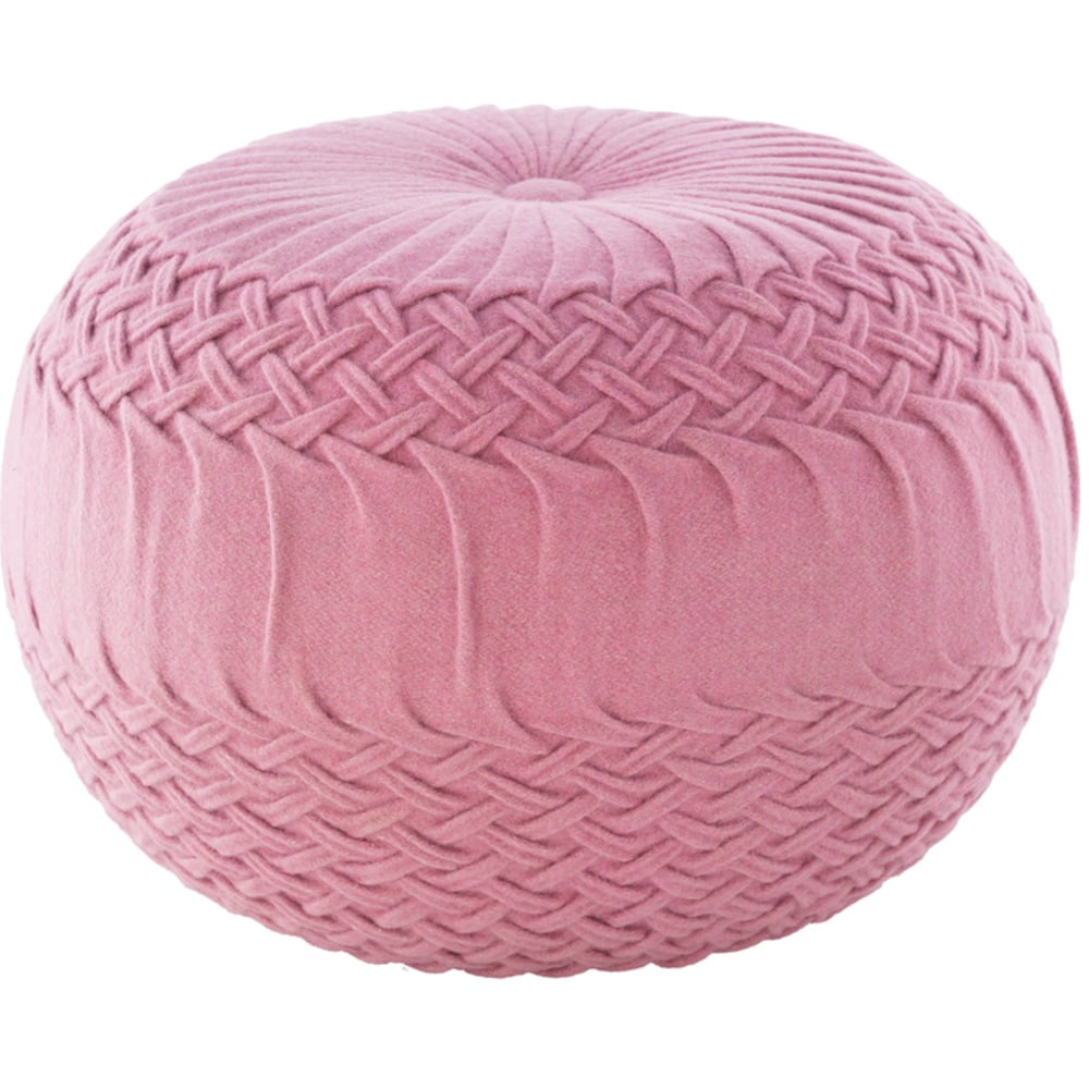 18" Alana Pink Knitted Design Hand Woven Wool Pouf Ottoman Walmart