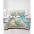 thumbnail image 3 of Blue Coastal Queen Size Down Alternative Comforter,Lightweight Comforter Quilt Bedding Set with Pillow Shams Watercolor Nautical Starfish Lighthouse Beach Bed Comforter Duvet Insert 90"x96", 3 of 7