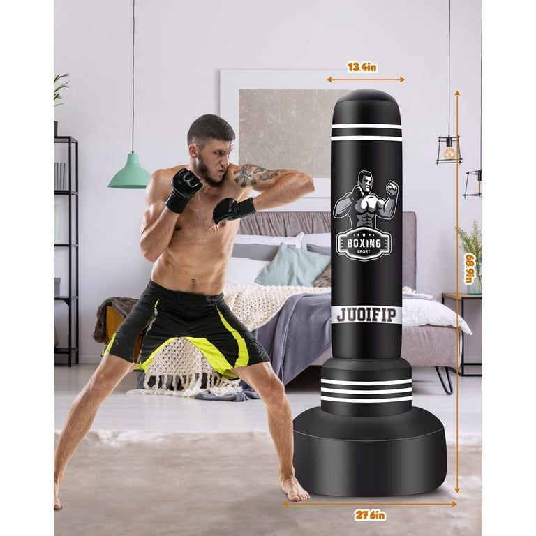 Punching Bag with Stand Adult - 69 Freestanding Heavy Punching Bag for  Adults - MMA Thai Fitness Kickboxing Bag - Muay Inflatable Standing Boxing