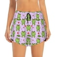 thumbnail image 2 of KLL Happy Frogs1 Pattern Shorts Women,Athletic Shorts High Waisted Running Shorts Pocket Sporty Short Gym Elastic Workout Shorts-Medium, 2 of 7
