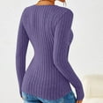 thumbnail image 4 of Nfurl Womens V Neck Sweaters Slim Fitted Long Sleeve Ribbed Knit Wrap Tops Elegant Solid Color Ladies Blouses Dressy Casual Pullover Sweater Purple XXL, 4 of 4