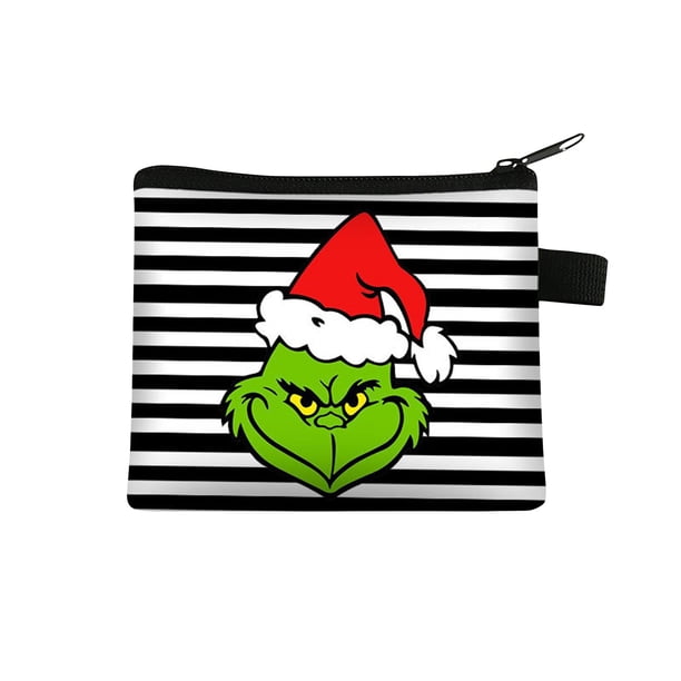 Monedero navideño para niños, bolsa de poliéster estampada para guardar tarjetas, monedas y llaves