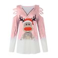 thumbnail image 4 of Puntoco Blusa de manga corta con cuello en V a la moda para mujer con cremallera y estampado navideño Puntoco Puntoco-5722, 4 of 5