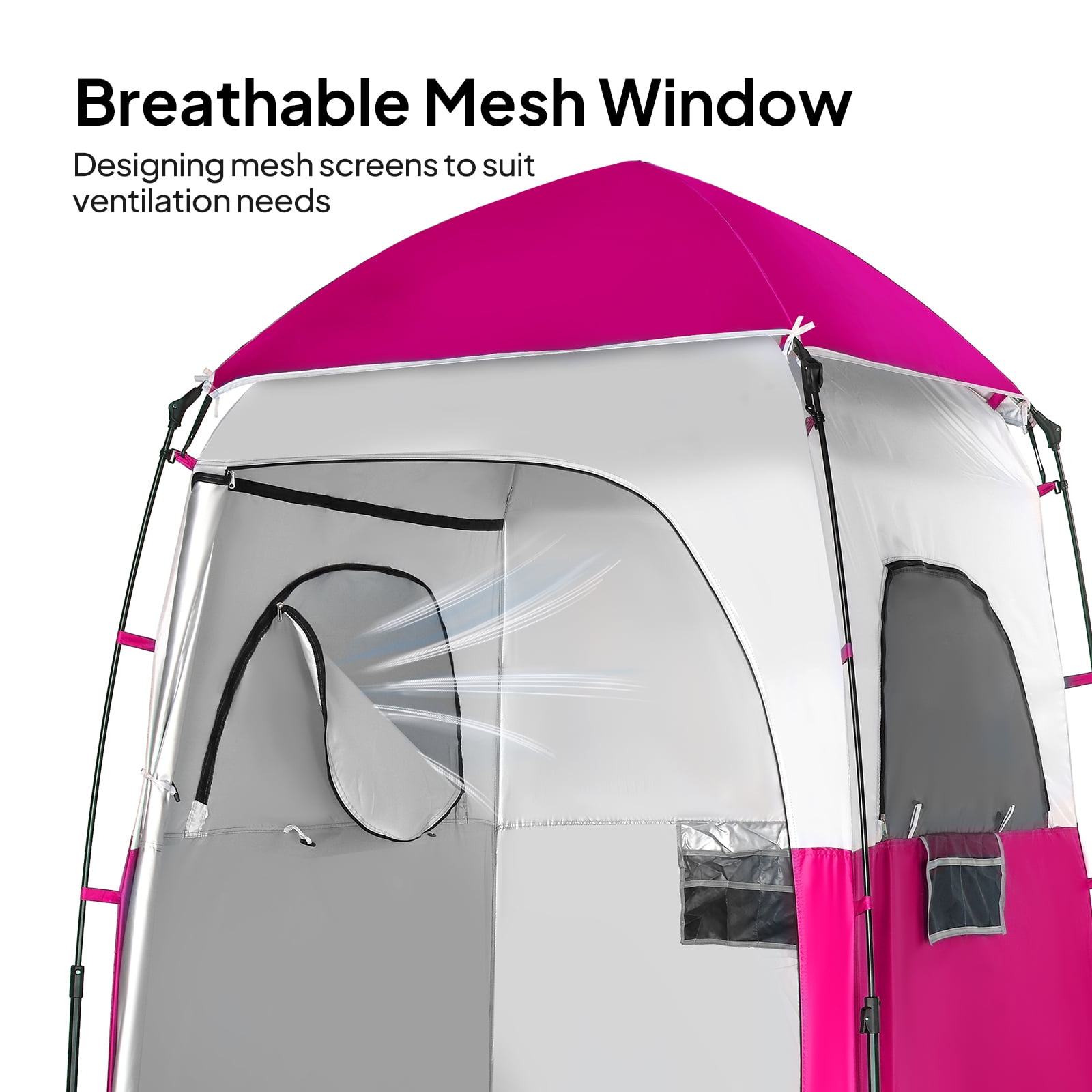 Ktaxon Camping Shower Tent, Waterproof Pop Up Single Changing Tent, Portable Dressing Room, Outdoor Privacy Tent for Beach, HIking, Photography Studio, Light Pink & White