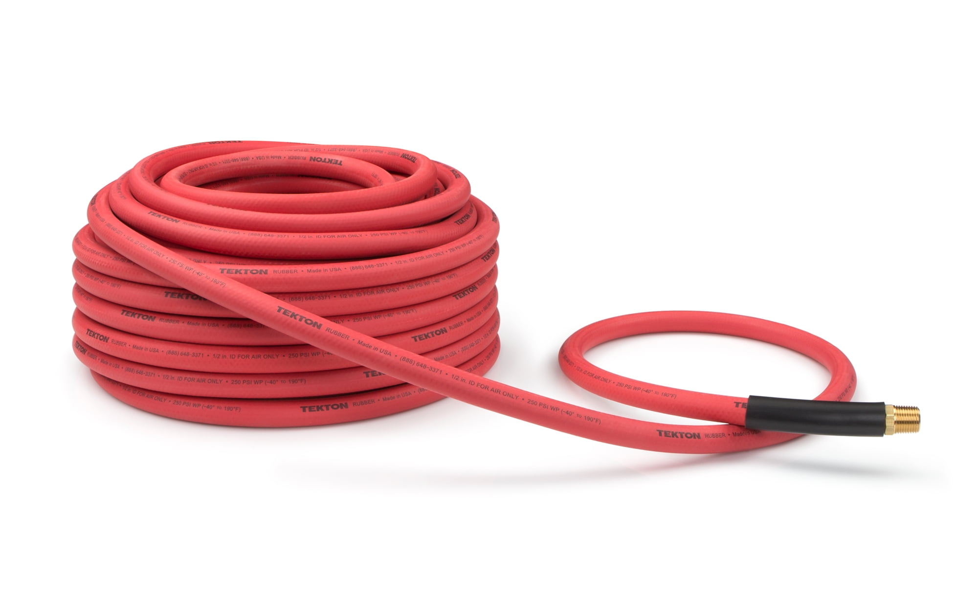 TEKTON 1/2 Inch I.D. x 100 Foot Rubber Air Hose (250 PSI) 46368