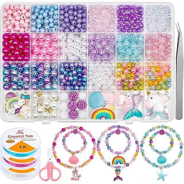 773 Pcs Mermaid Charm DIY Bead Set for Kids Girls with Pearl Starfish Shell with Mermaid Beads for Making Bracelets Necklaces