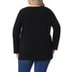 thumbnail image 3 of Blusas de mujer de tallas grandes Agnes Orinda, de manga larga, con cuello cuadrado, sueltas, con pliegues, estilo túnica, 1X, negras, 3 of 6