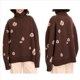 thumbnail image 2 of Suéter de Mujer de Punto Grueso de Larga con Estampado Floral, Moda Otoño-Invierno 2025. Marrón Talla Única, 2 of 8