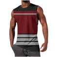 thumbnail image 3 of Stamzod Mens Workout Tank Tops Sleeveless Striped Muscle Gym T Shirts Casual Summer Beach Tee Red M, 3 of 6