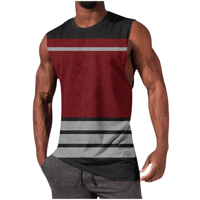 Pullover de Impresión de Moda Casual de los Hombres Cuello Redondo sin Mangas para Deportes Al Aire Libre Y Uso Diario