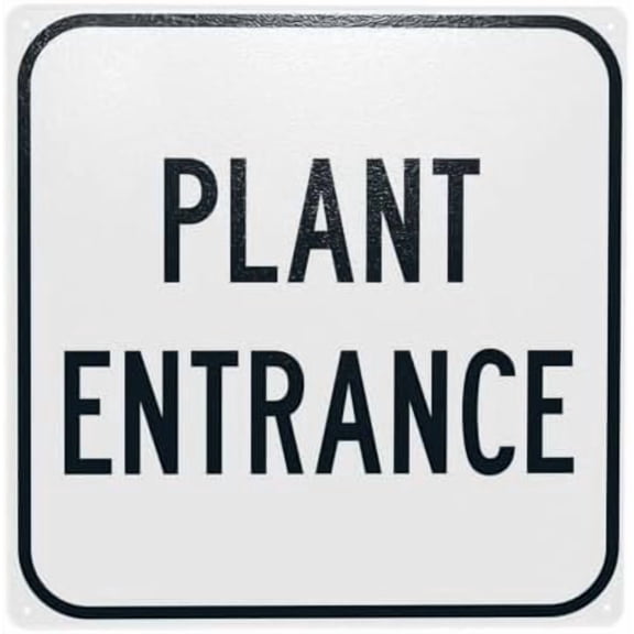 Plant Entrance Warning Sign, Gate Security Metal Signs for Home Business Outdoor Indoor Road Yard Garage Street Wall Safety Caution Custom Decor 12 x 12 Inch