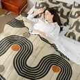 thumbnail image 4 of Manfei Modern Minimalism Bedding Comforter Set 7pcs for Adult, Mid Century Fashion Queen Bedding Sets, Chic Abstract Striped Reversible Queen Sheet Sets, Ultra Soft Home Decor, 4 of 7