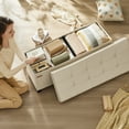 thumbnail image 2 of LEDREM 43" Storage Ottoman Bench with 660lb Capacity, End of Bed Bench, Folding Ottoman with Storage, Footrest, Cream White, 2 of 12
