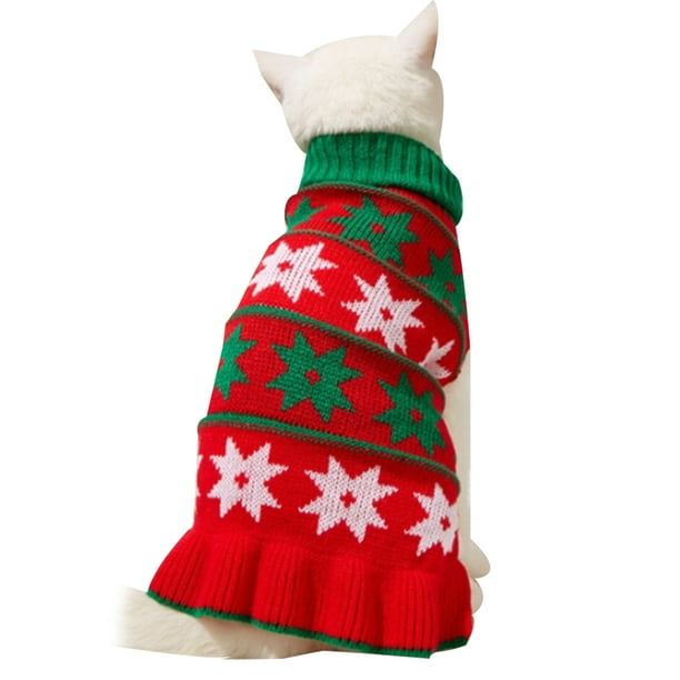 Ropa de invierno para mascotas, suéter navideño con falda para mascotas.