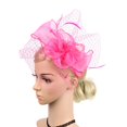 thumbnail image 2 of Uooqdmx Fascinators Hats for Women, Tea Party Hats for Women, Hat with Veil for Women, Retro Dinner Headwear Flower Hat Bride Headwear, Vintage Hats for Women, Hot Pink One Size, 2 of 4