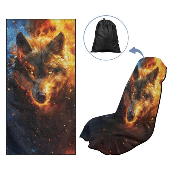 Uorisanigo Fire Wolf Print Car Seat Cover Protector Easy to Install Sweat-Absorbent Bucket Towel Seat Covers Fashion Auto Interior Universal Protector for Cars Truck Van SUV