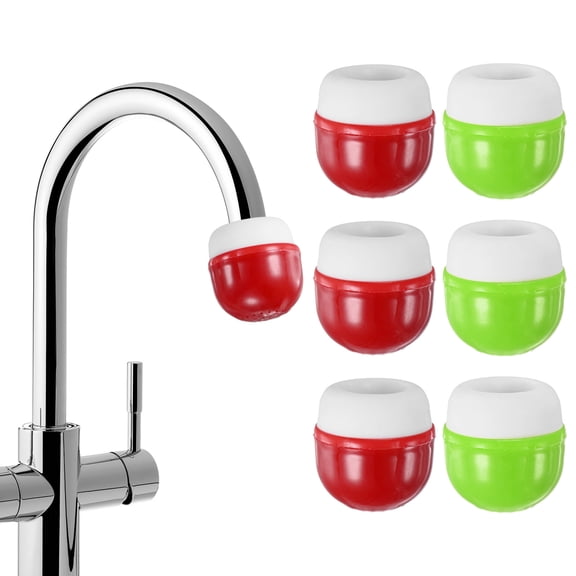 Uxcell 2-Pack Mushroom Shaped Faucet Water Filter for Kitchen and Bathroom Use with 6-Stage Filtration System, Red