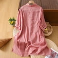 thumbnail image 6 of FDGIU 2026 Summer Women's Henley Tunic Shirt Dress, Half Sleeve Casual Loose Blouse with Buttons, 6 of 7
