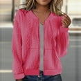 thumbnail image 2 of UVEASISHA Women's Zip Up Cardigan Sweater Cable Knit Long Sleeve Casual Sweaters Jacket Fall Fashion Outerwear with Pocket Hot Pink S, 2 of 7