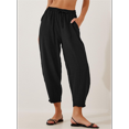 thumbnail image 5 of Women'S Summer High Waisted Baggy Pants Casual Ankle Length Trouser Slacks with Pockets Black S, 5 of 7