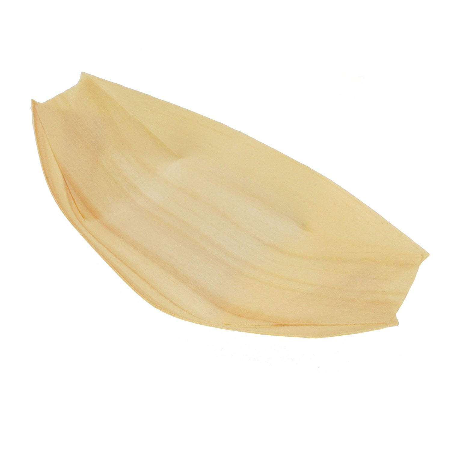 BambooMN Brand Disposable Wood Boat Plates / Dishes, 5.25' Long x 3