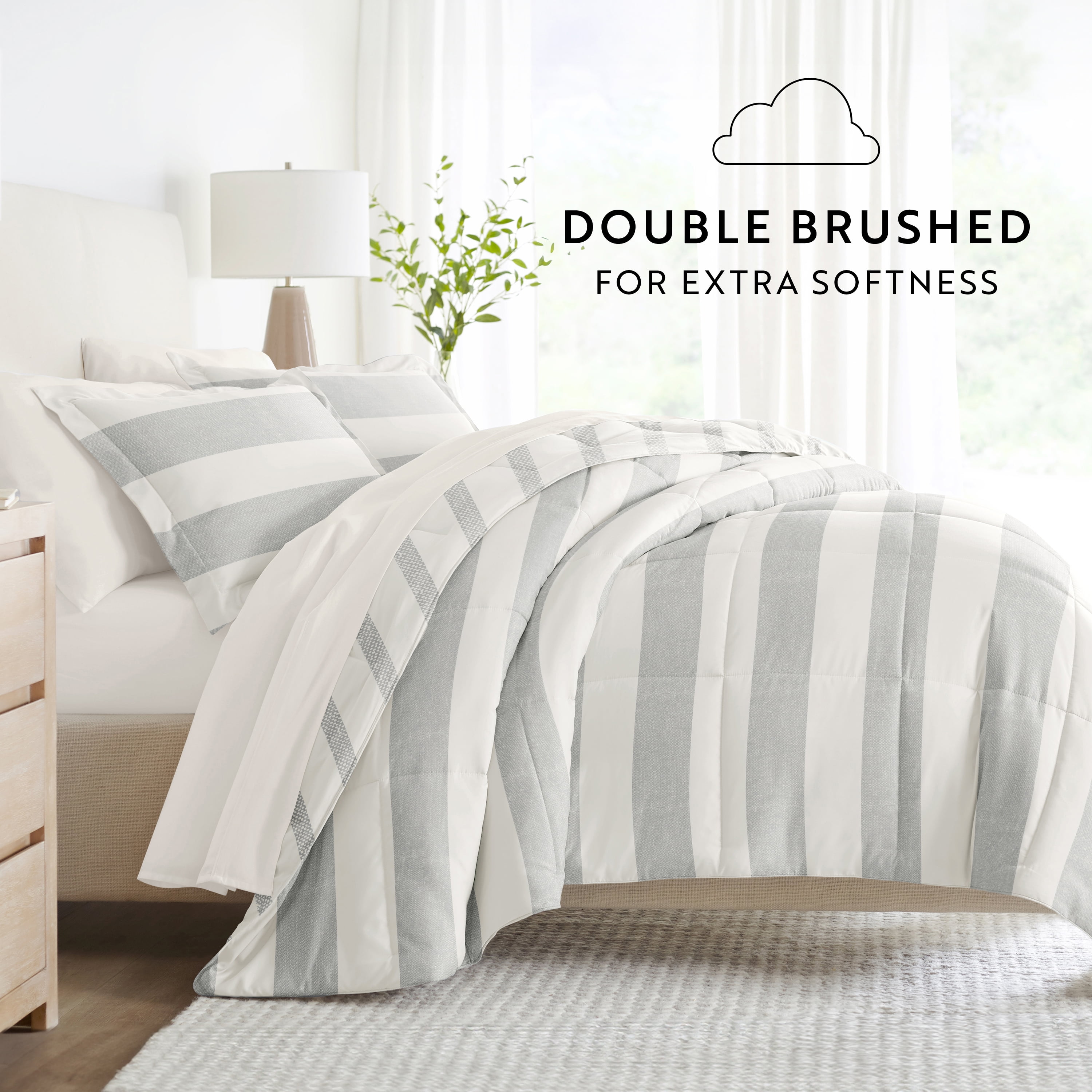 Noble Linens 5 Piece Bedding Bundle, Microfiber Patterned Comforter and Sheet Set, TwinXL