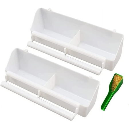 DPOWERFUL Premium Double Cup Bird Feeder with Spoon, 21x6.5x5 cm Capacity (2 Pack)