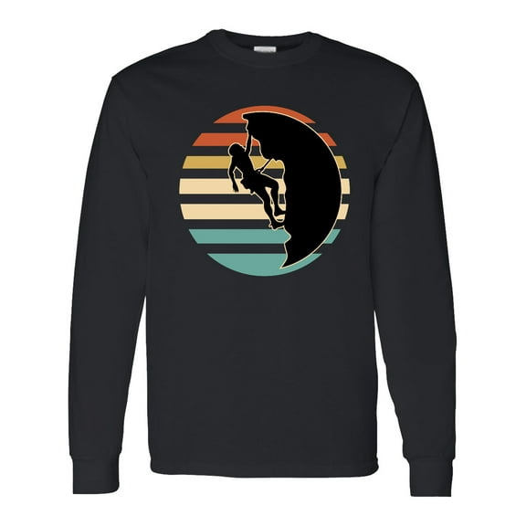 Inktastic Rock Climbing Mountain Climber Silhouette Long Sleeve T-Shirt