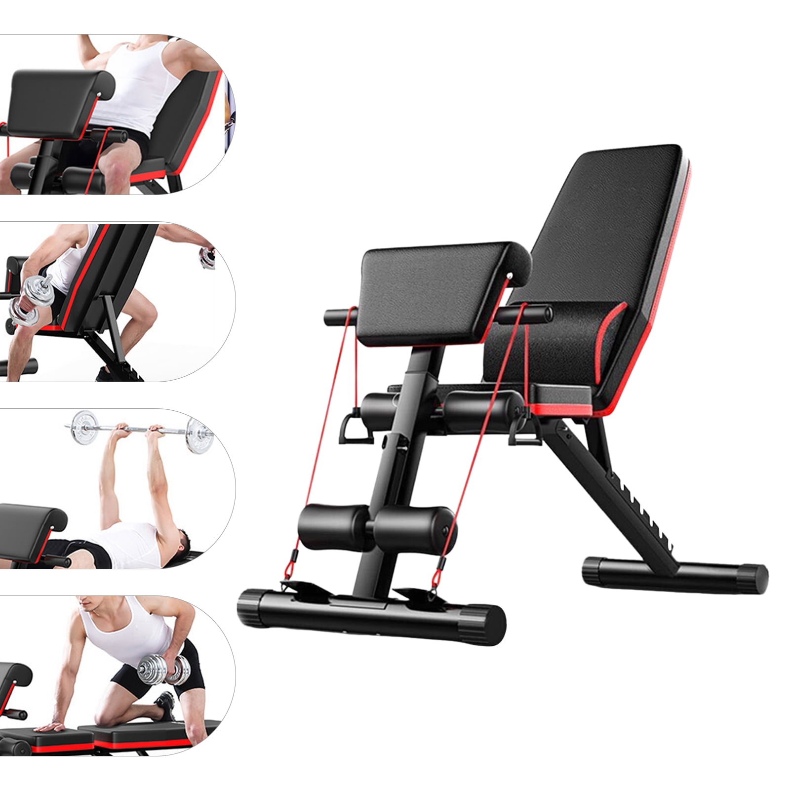 Adjustable Multifunctional Weight Bench with Anti-Sweat Leather Pads, Heavy-Duty Steel Frame, Comfortable Foam Cushion for Full-Body Workouts