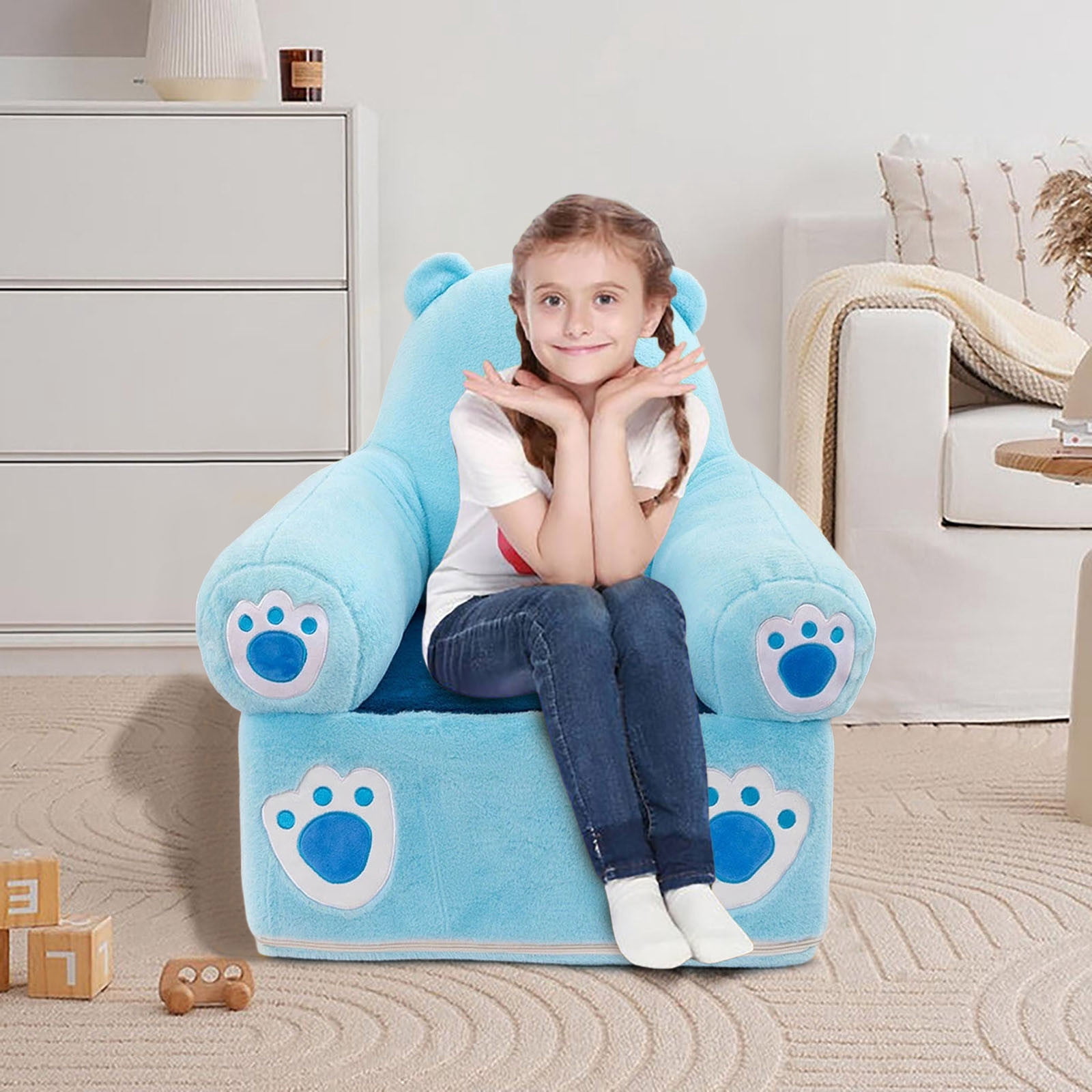 Petit Canapé Ours Doux Pour Enfants - Avec Sac De Rangement - Confortable, Design Ergonomique