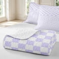 thumbnail image 4 of Manfei Vintage Grid Twin Quilt Set,Abstract Stripes Twin Coverlet Set,Purple White,2pcs,1 Bedspread and 1 Pillowcase, 4 of 7