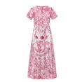 thumbnail image 6 of Uourmeti Girls Dress with Pink Dragon Flower Print Short Sleeve Round Neck Casual Maxi Dresses with Pockets Summer Long Sundress for Kids, Size 7-8 Years, 6 of 7